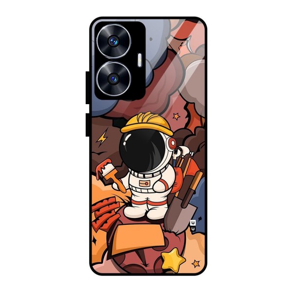 Comic Space Astronaut Glass Back Case for realme C55