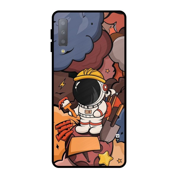 Comic Space Astronaut Metal Back Case for Galaxy A7 (2018)