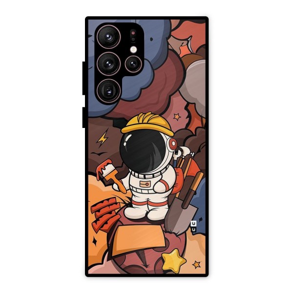 Comic Space Astronaut Metal Back Case for Galaxy S22 Ultra 5G