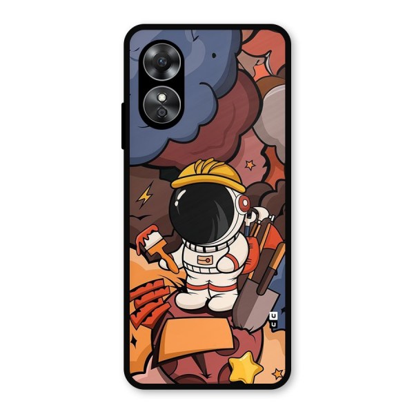 Comic Space Astronaut Metal Back Case for Oppo A17