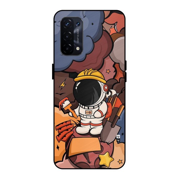 Comic Space Astronaut Metal Back Case for Oppo A74 5G