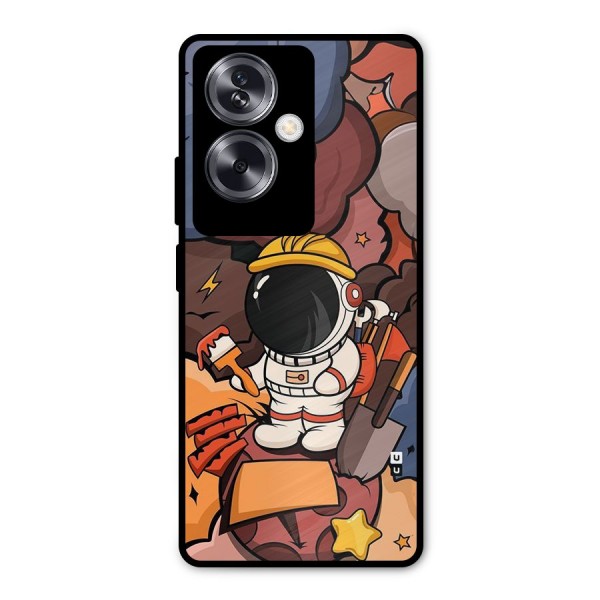 Comic Space Astronaut Metal Back Case for Oppo A79 5G