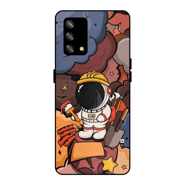 Comic Space Astronaut Metal Back Case for Oppo F19s