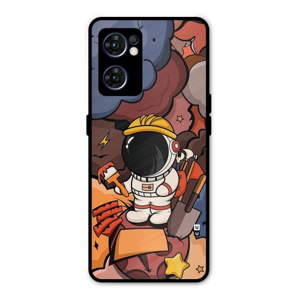 Comic Space Astronaut Metal Back Case for Oppo Reno7 5G