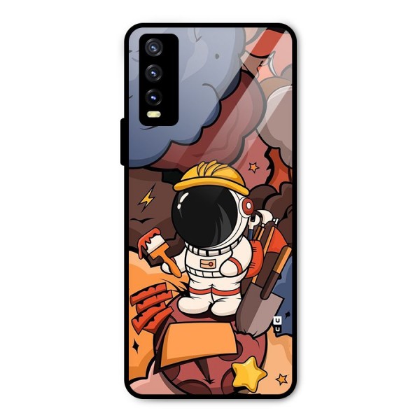 Comic Space Astronaut Metal Back Case for Vivo Y20 2021