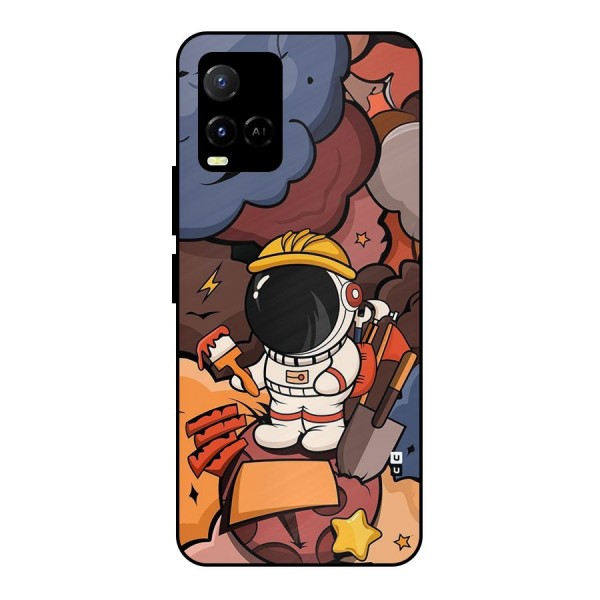 Comic Space Astronaut Metal Back Case for Vivo Y21