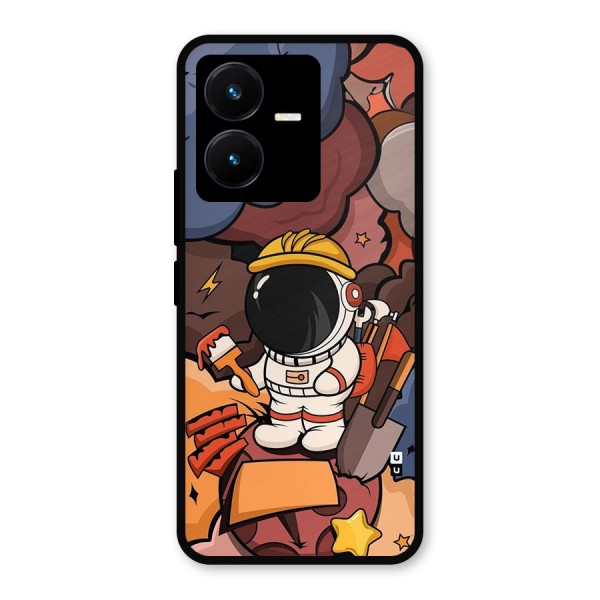 Comic Space Astronaut Metal Back Case for Vivo Y22s