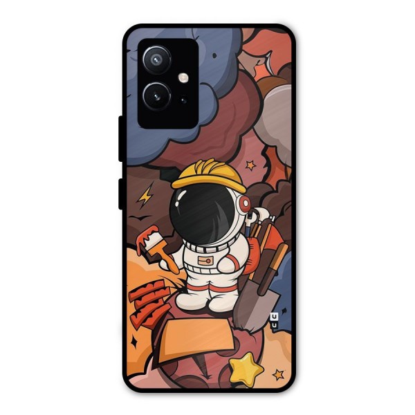 Comic Space Astronaut Metal Back Case for Vivo Y75 5G