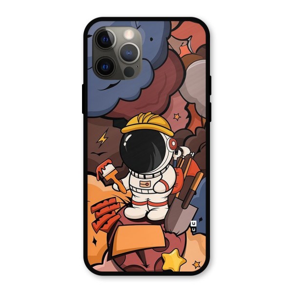 Comic Space Astronaut Metal Back Case for iPhone 12 Pro