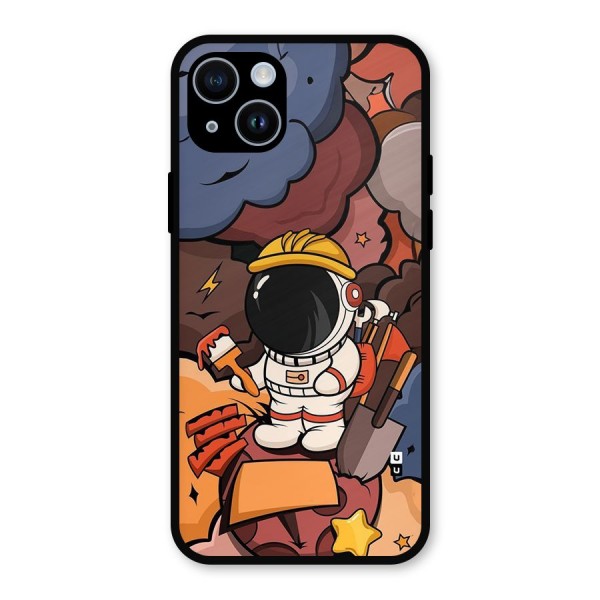 Comic Space Astronaut Metal Back Case for iPhone 14