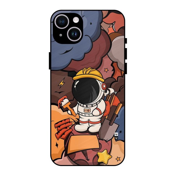 Comic Space Astronaut Metal Back Case for iPhone 14 Plus