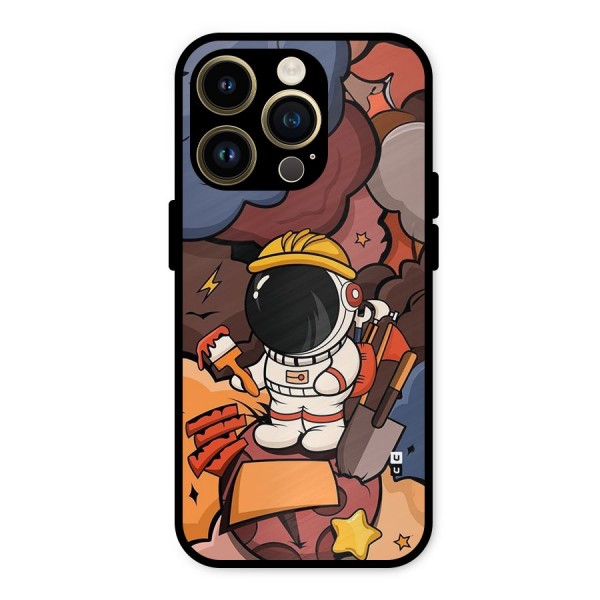 Comic Space Astronaut Metal Back Case for iPhone 14 Pro