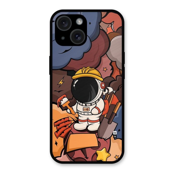 Comic Space Astronaut Metal Back Case for iPhone 15