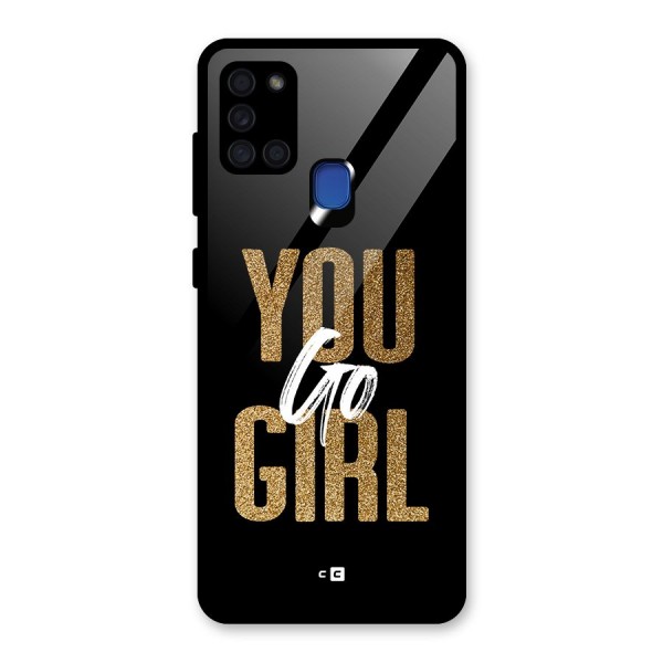 Confident Girl Glass Back Case for Galaxy A21s