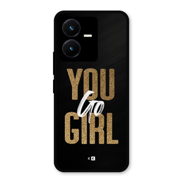 Confident Girl Metal Back Case for Vivo Y22s