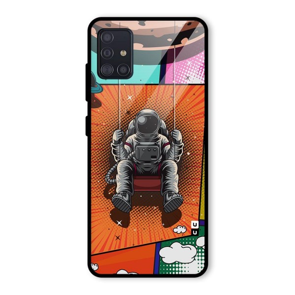 Cool Astraunaut Comic Swing Glass Back Case for Galaxy A51