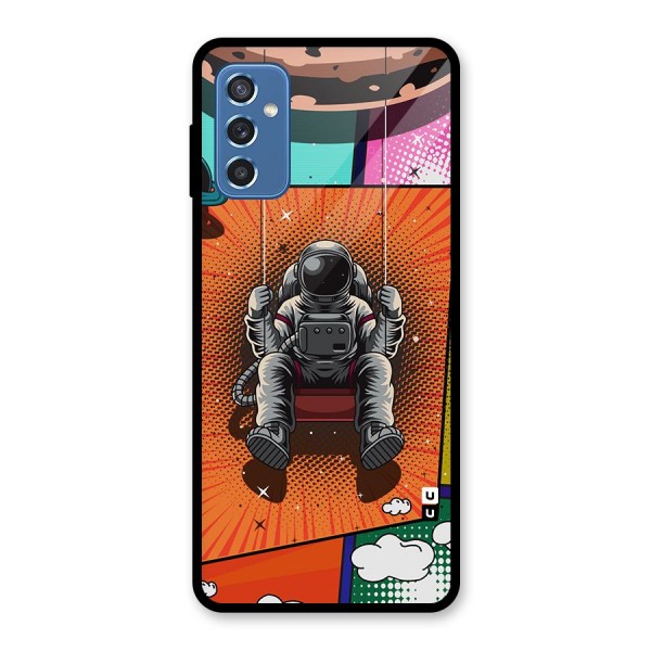 Cool Astraunaut Comic Swing Glass Back Case for Galaxy M52 5G