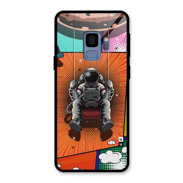 Cool Astraunaut Comic Swing Glass Back Case for Galaxy S9