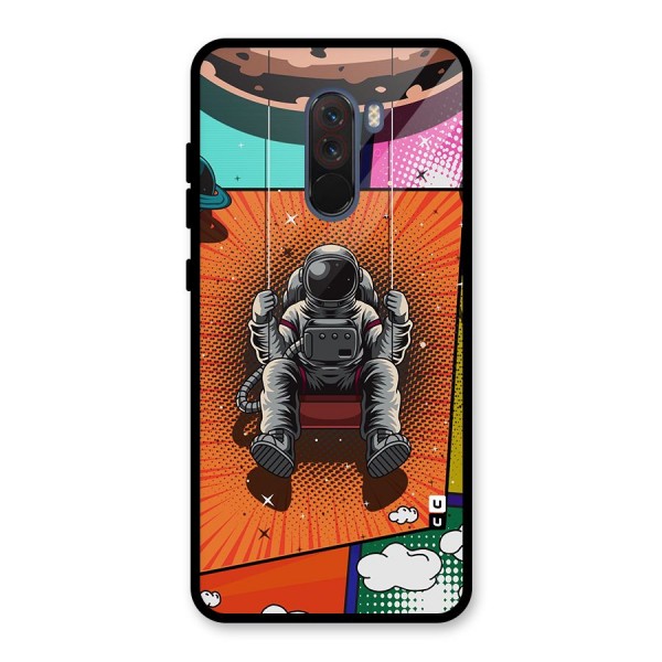 Cool Astraunaut Comic Swing Glass Back Case for Poco F1