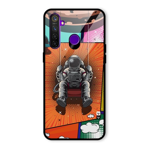 Cool Astraunaut Comic Swing Glass Back Case for Realme 5 Pro