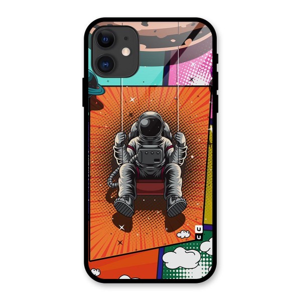 Cool Astraunaut Comic Swing Glass Back Case for iPhone 11