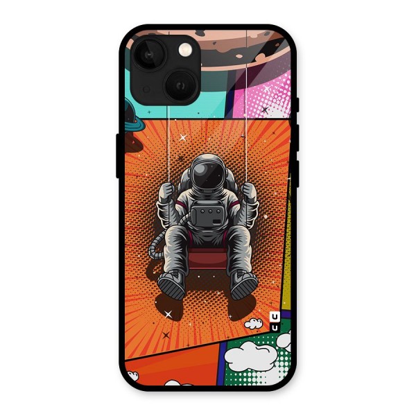 Cool Astraunaut Comic Swing Glass Back Case for iPhone 13