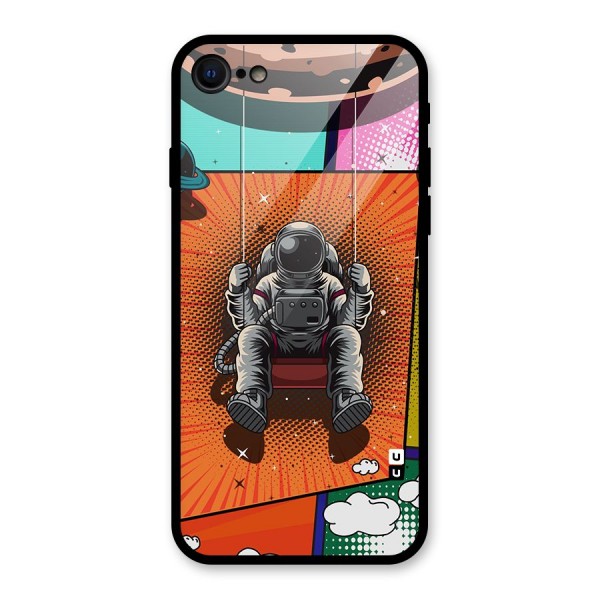 Cool Astraunaut Comic Swing Glass Back Case for iPhone 8