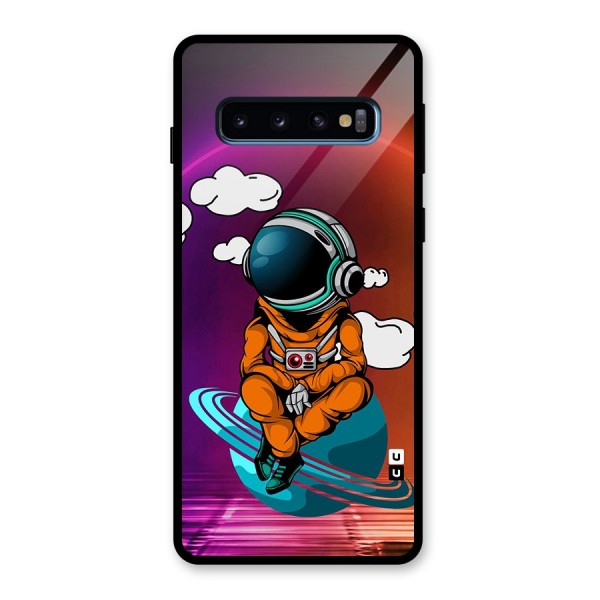 Cool Astraunaut Relaxing Glass Back Case for Galaxy S10