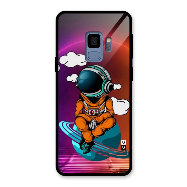 Cool Astraunaut Relaxing Glass Back Case for Galaxy S9