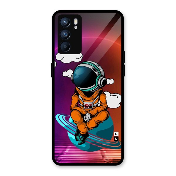 Cool Astraunaut Relaxing Glass Back Case for Oppo Reno6 5G