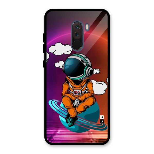 Cool Astraunaut Relaxing Glass Back Case for Poco F1