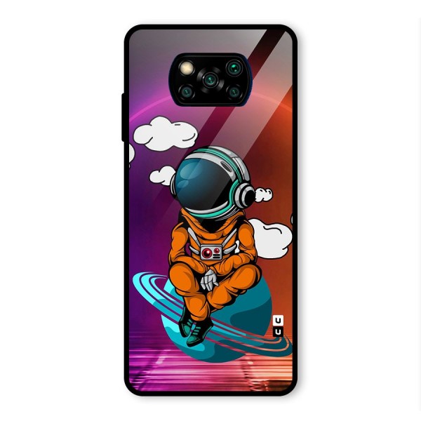 Cool Astraunaut Relaxing Glass Back Case for Poco X3 Pro