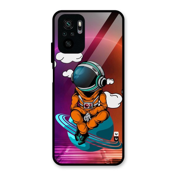 Cool Astraunaut Relaxing Glass Back Case for Redmi Note 10