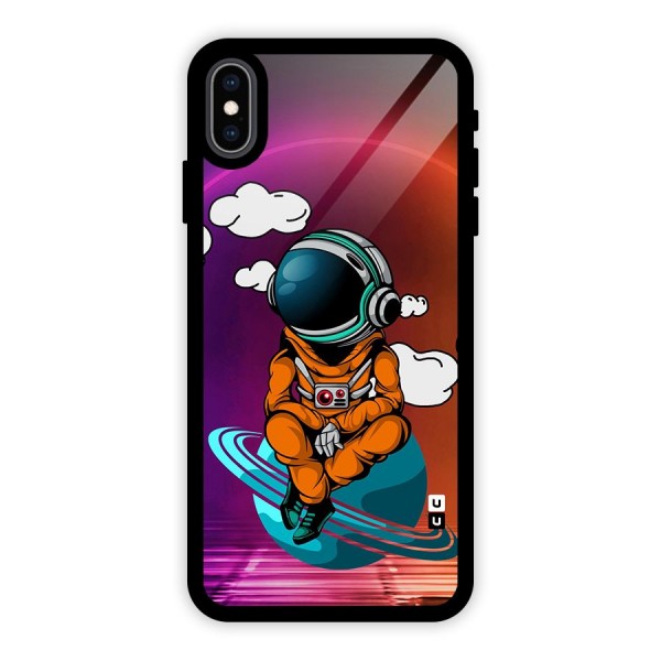 Cool Astraunaut Relaxing Glass Back Case for iPhone XS Max