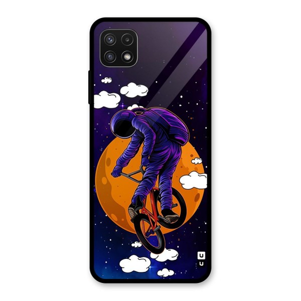 Cool Astro Cyclist Glass Back Case for Galaxy A22 5G