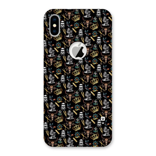 Cool Barber Pattern Back Case for iPhone XS Logo Cut