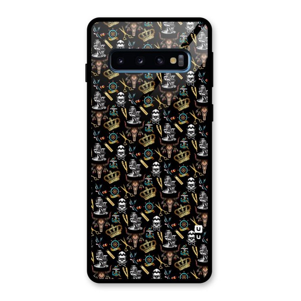 Cool Barber Pattern Glass Back Case for Galaxy S10