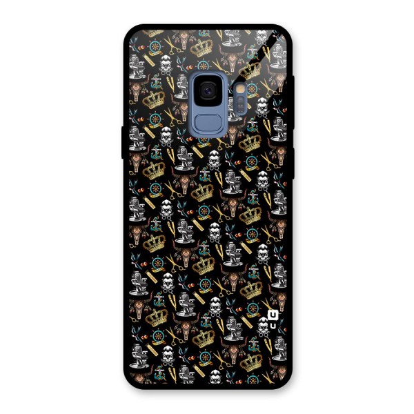 Cool Barber Pattern Glass Back Case for Galaxy S9