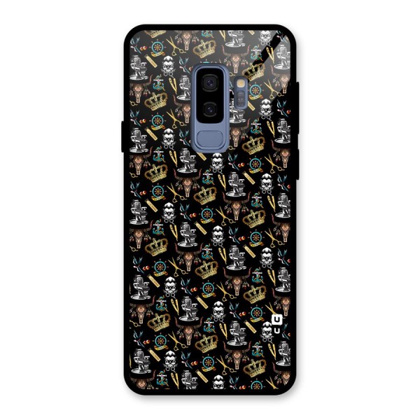 Cool Barber Pattern Glass Back Case for Galaxy S9 Plus