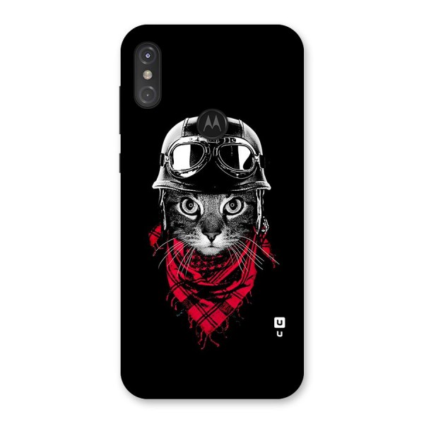 Cool Biker Cat Back Case for Motorola One Power