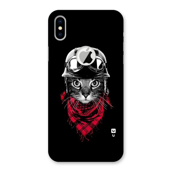 Cool Biker Cat Back Case for iPhone XS Logo Cut