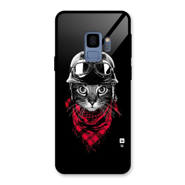 Cool Biker Cat Glass Back Case for Galaxy S9