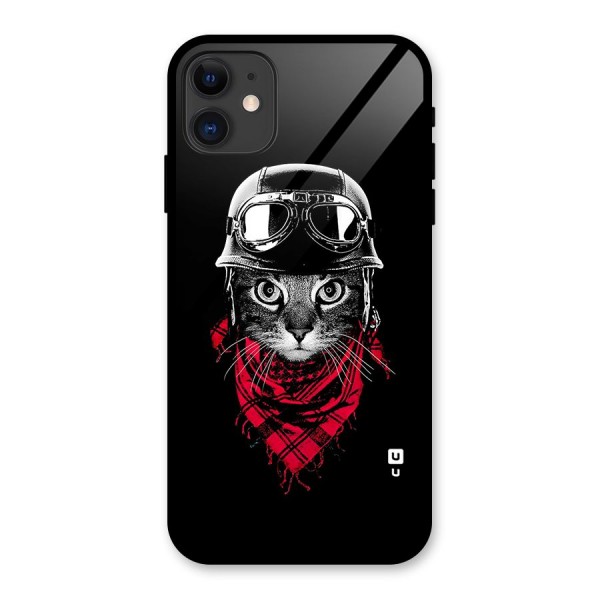 Cool Biker Cat Glass Back Case for iPhone 11