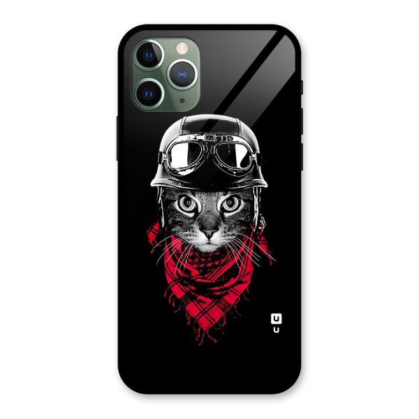 Cool Biker Cat Glass Back Case for iPhone 11 Pro