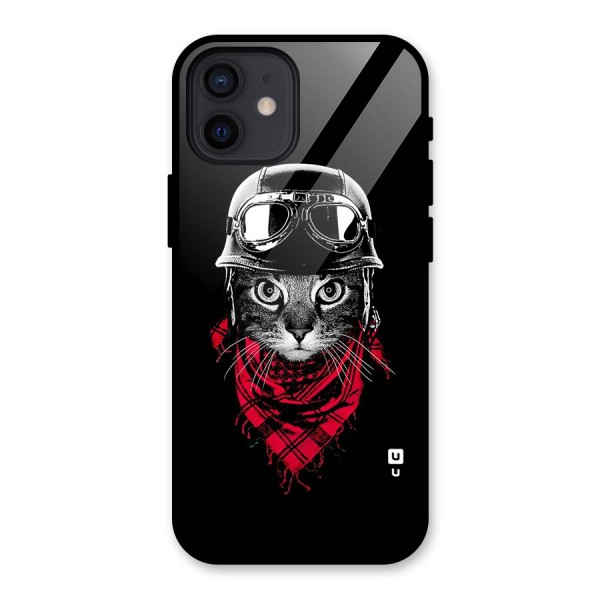 Cool Biker Cat Glass Back Case for iPhone 12