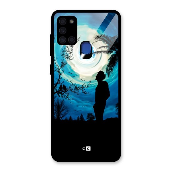 Cool Boy Under Sky Glass Back Case for Galaxy A21s