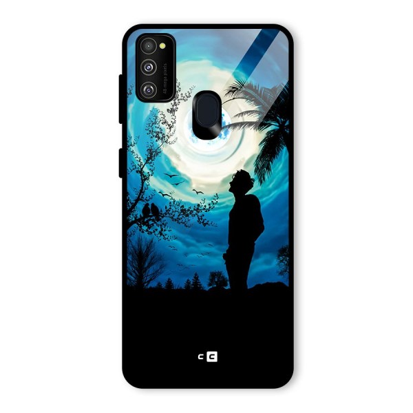 Cool Boy Under Sky Glass Back Case for Galaxy M21