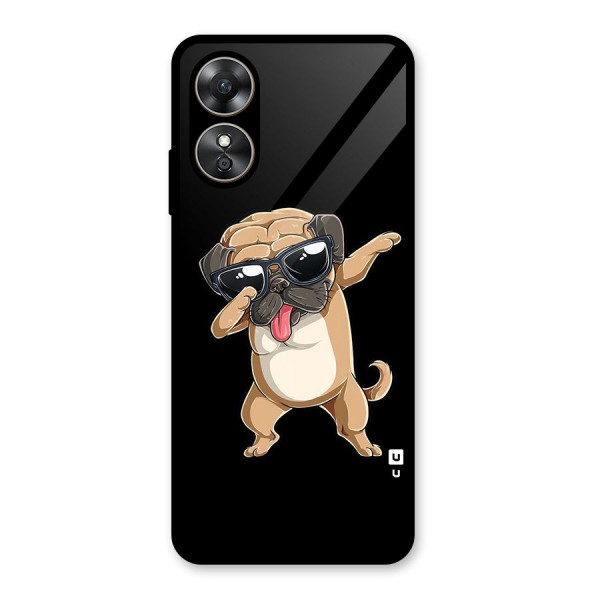 Cool Dab Dog Glass Back Case for Oppo A17