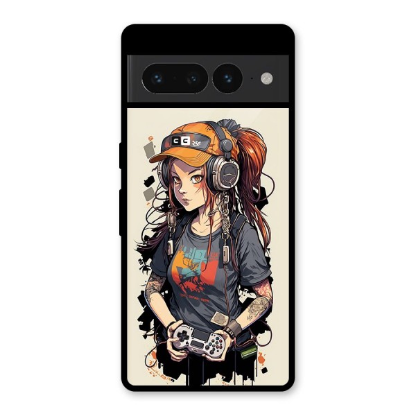 Cool Gamer Girl Glass Back Case for Google Pixel 7 Pro