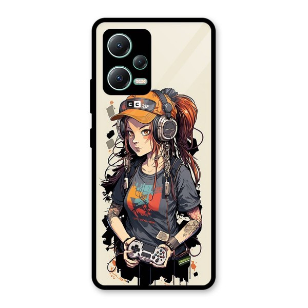 Cool Gamer Girl Glass Back Case for Redmi Note 12 5G